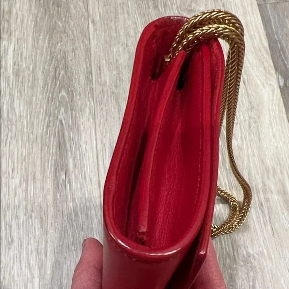 Yves Saint Laurent Red Clutch with Gold Accent - Picture 5 of 7